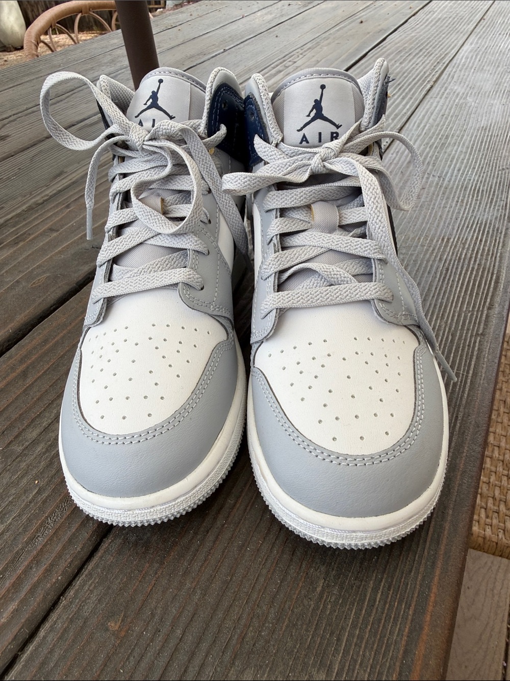 Nike Kids Navy, Light Gray & White High-Top Sneakers - Picture 4 of 5